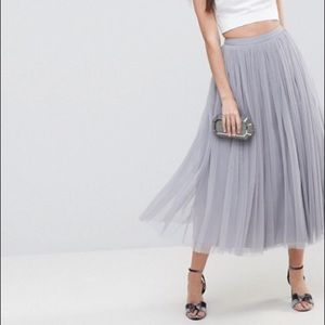 ASOS Tulle Midi Prom Skirt in soft gray
